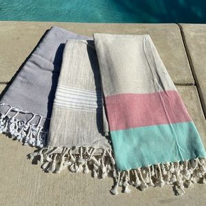 3 Neutral tone Turkish Beach Peshtemal Towels